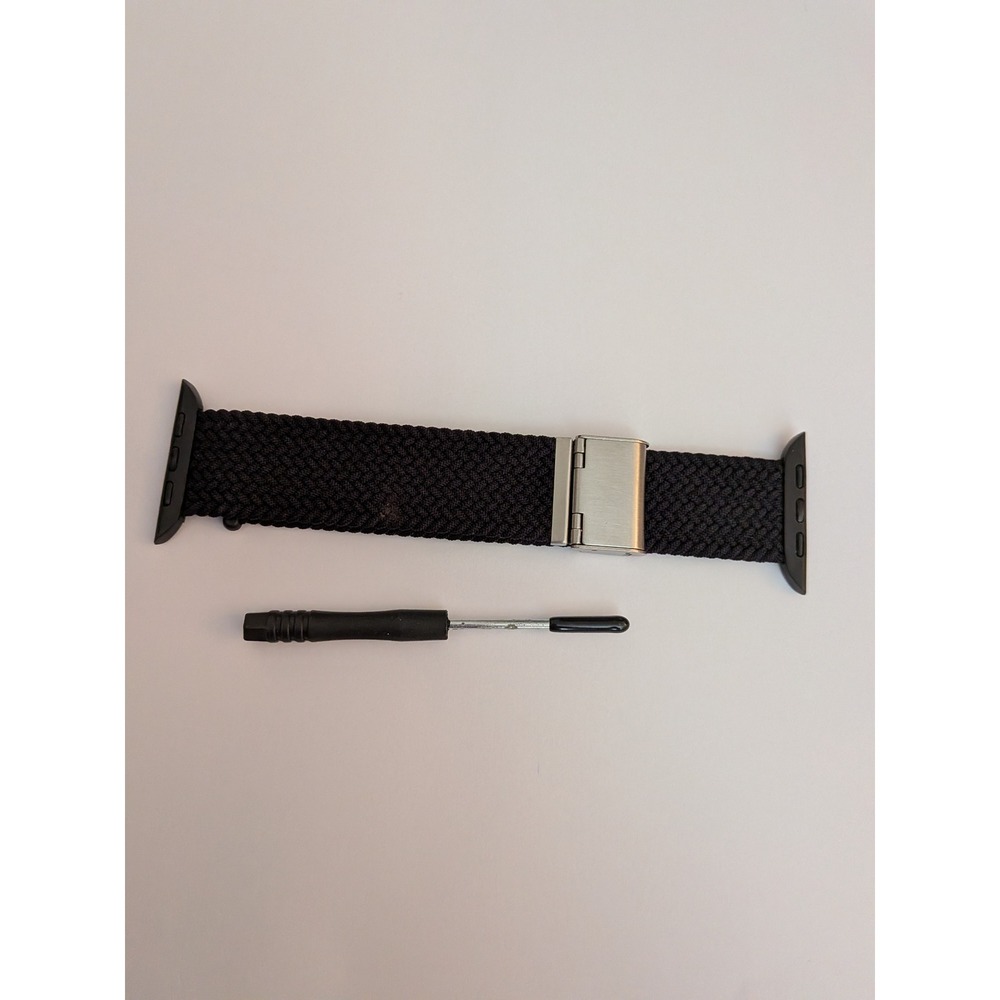 Black Braided Solo Loop Watch Band for Apple Watch 42/44/45mm Adjustable Buckle